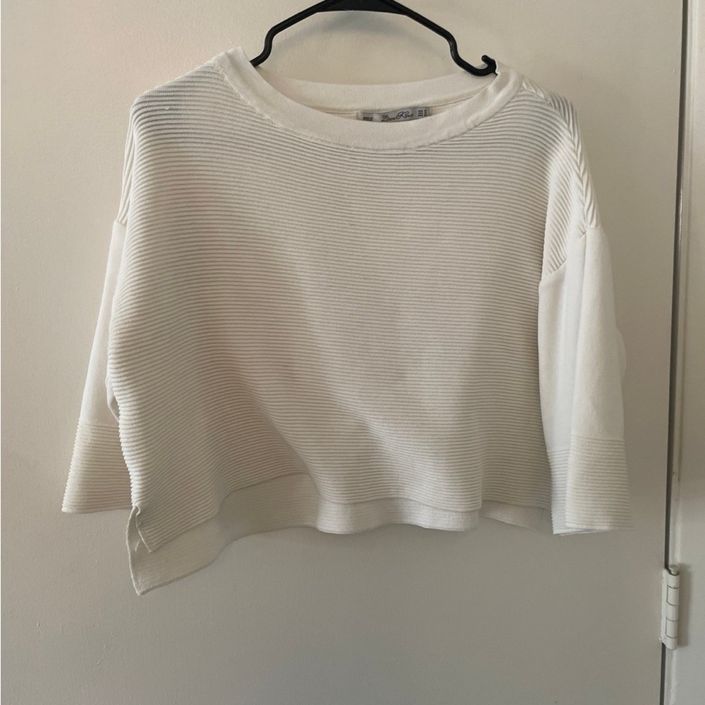 White Ribbed Knit Sweater